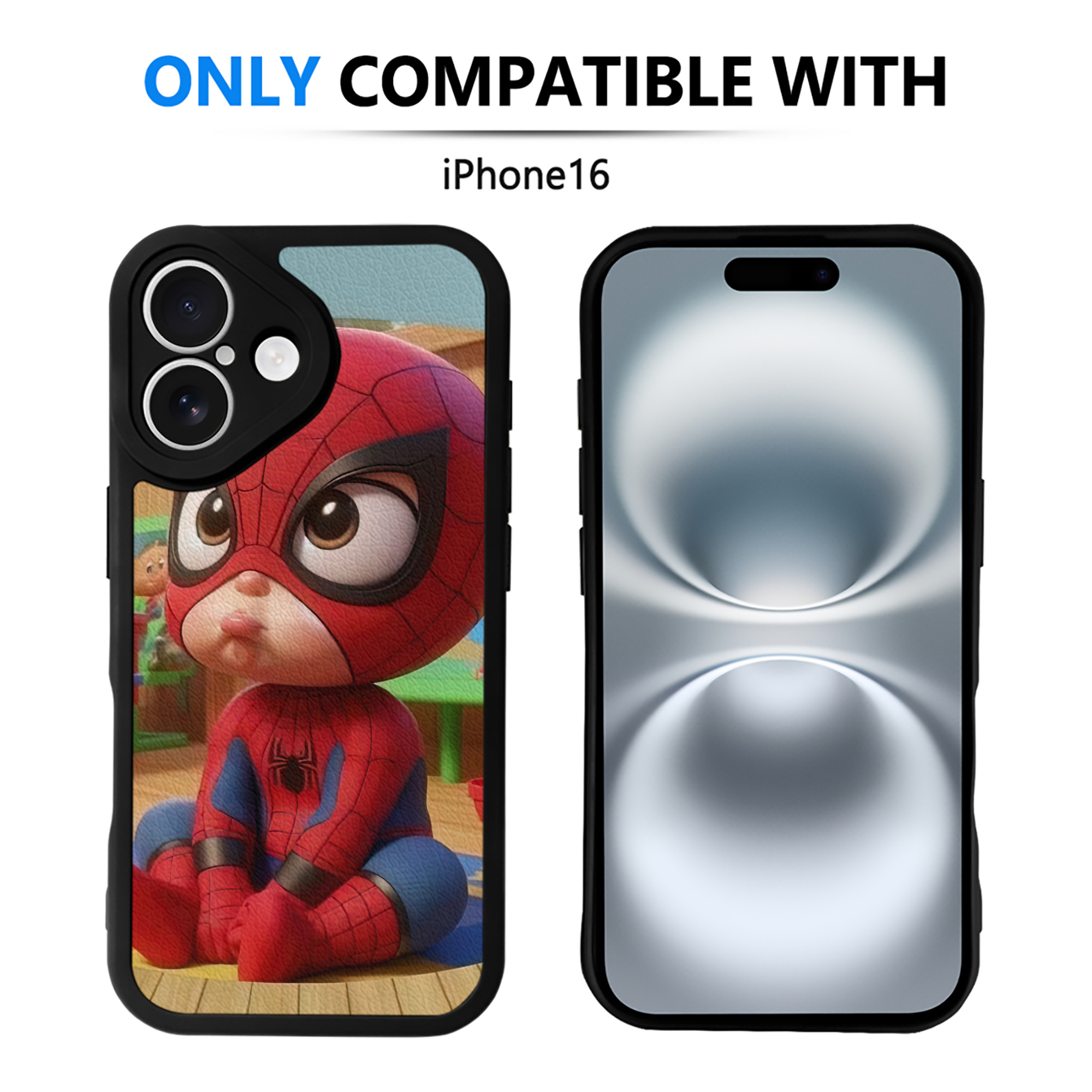 （画像用） Spider Man スパイダーマン 【iPhone 16シリーズ対応】シリコンスマホケース（レザー調） 材質：シリコン